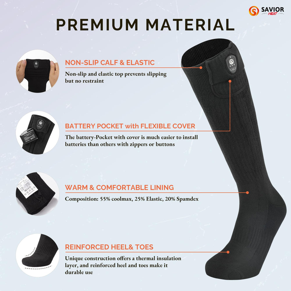 SAVIOR HEAT breathable Coolmax material keeps feet comfortable and dry