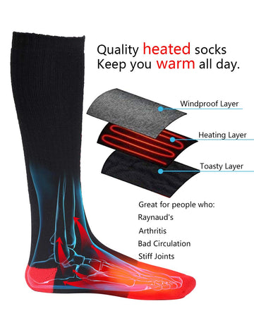 SAVIOR HEAT heated sock demonstrates forefoot and instep warmth for full coverage.