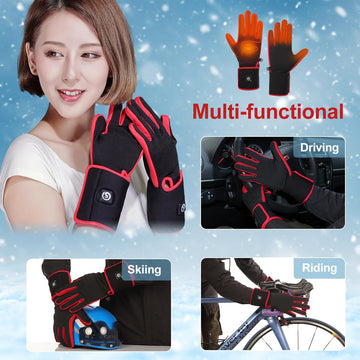 SAVIOR HEAT glove liners worn during winter activities show flexible comfort.
