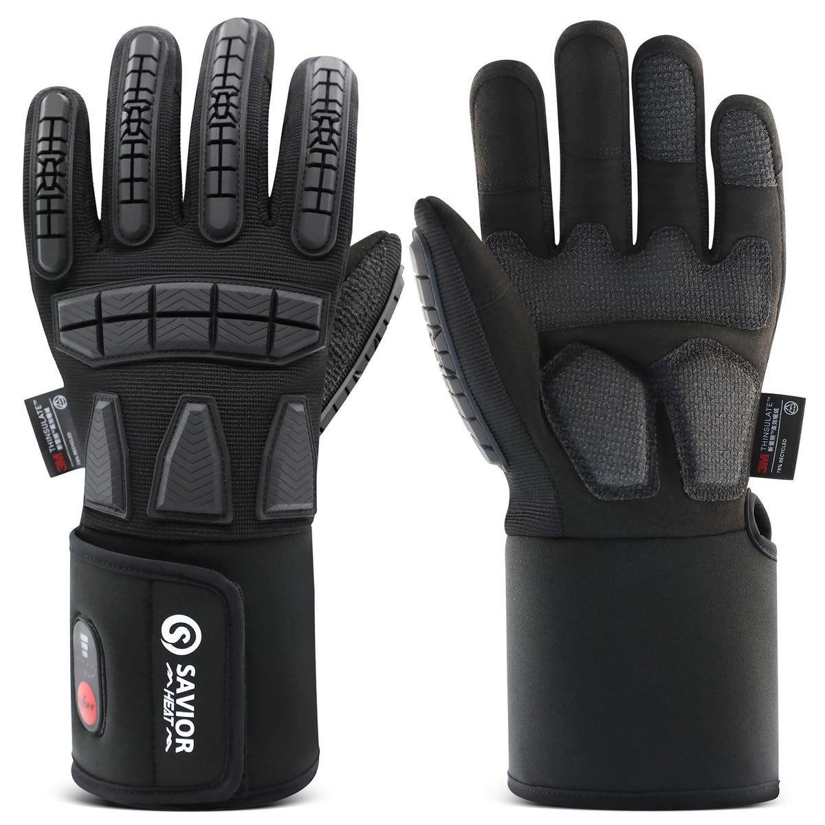 SAVIOR HEAT gloves in action with powered warmth for demanding outdoor work.