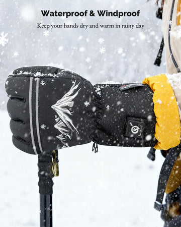 SAVIOR HEAT in-use on snowy trails supports reliable grip and warmth.