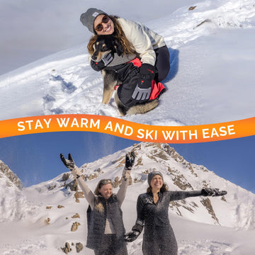 SAVIOR HEAT gloves visible on a snowy slope for winter activities