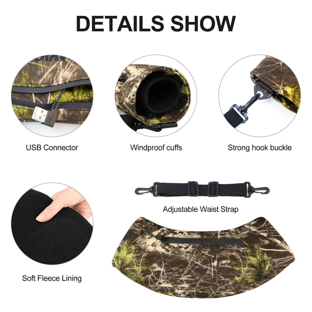 Savior Heat hand muff adjustable waist belt ensures a secure fit.
