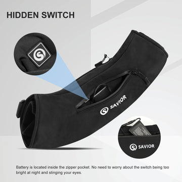 SAVIOR HEAT heated hand muff features discreet hidden switch design for easy operation.
