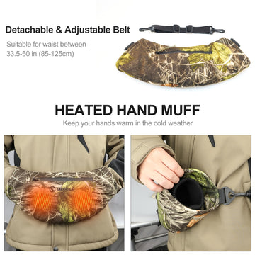 Savior Heat hand muff 10000mAh battery and USB port for on-the-go charging.
