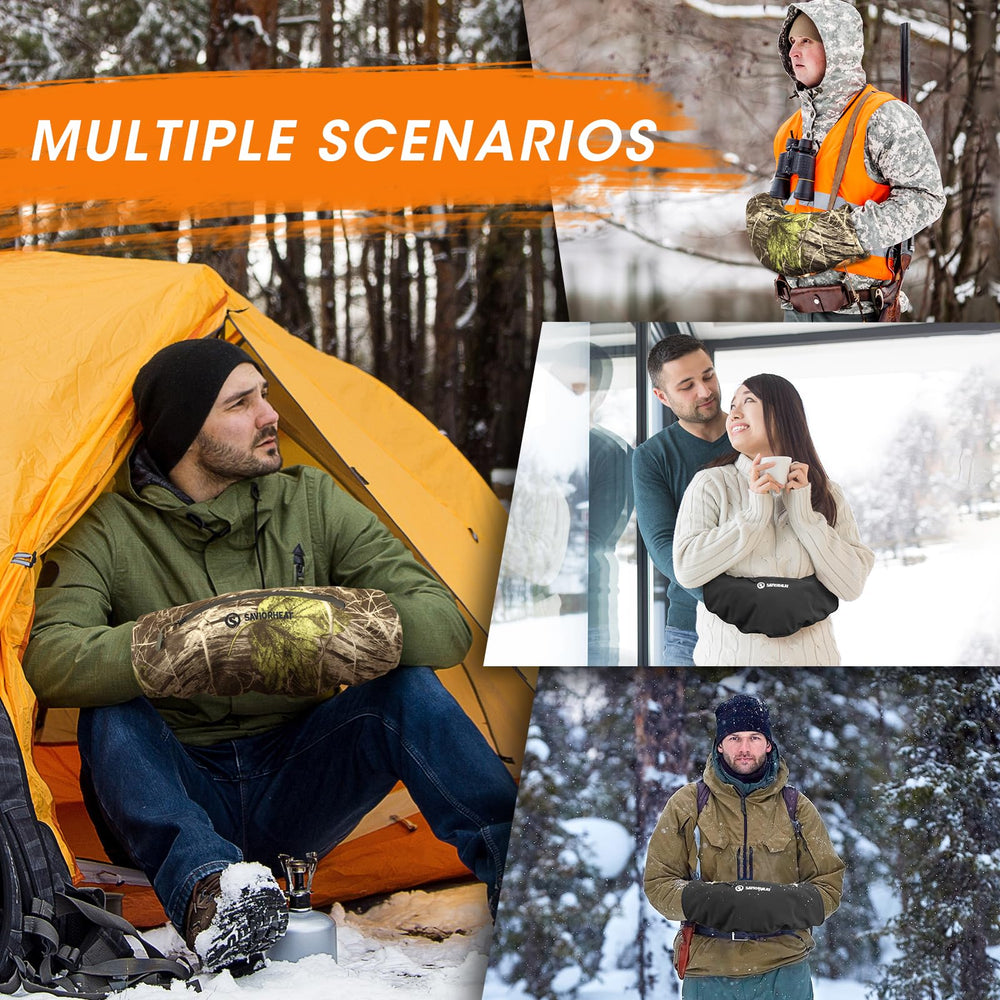 SAVIOR HEAT hand muff with wide outer pocket for quick access and warmth.