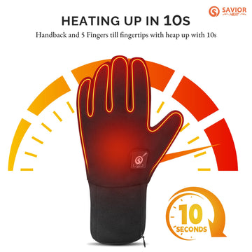 SAVIOR HEAT heated cycling gloves back view highlighting full-hand warmth coverage