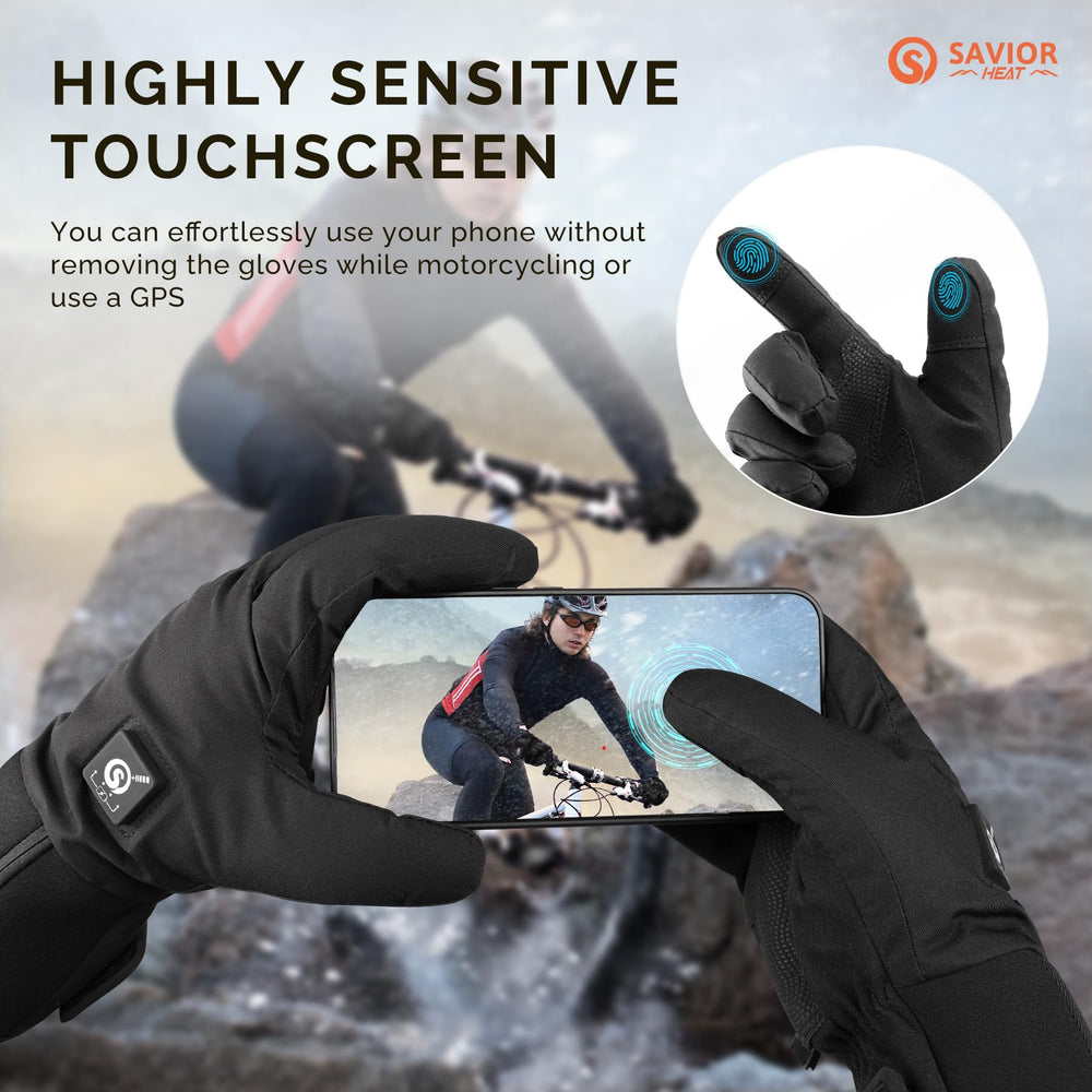 SAVIOR HEAT gloves touchscreen compatibility enables device use