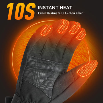 SAVIOR HEAT battery pack shown with gloves enabling long-lasting warmth.