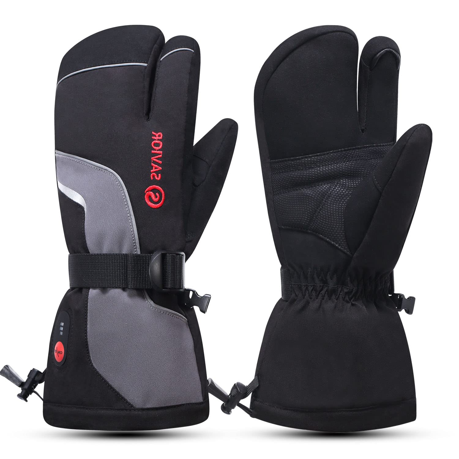 SAVIOR HEAT heated mittens show thumb and back heat for balanced warmth.
