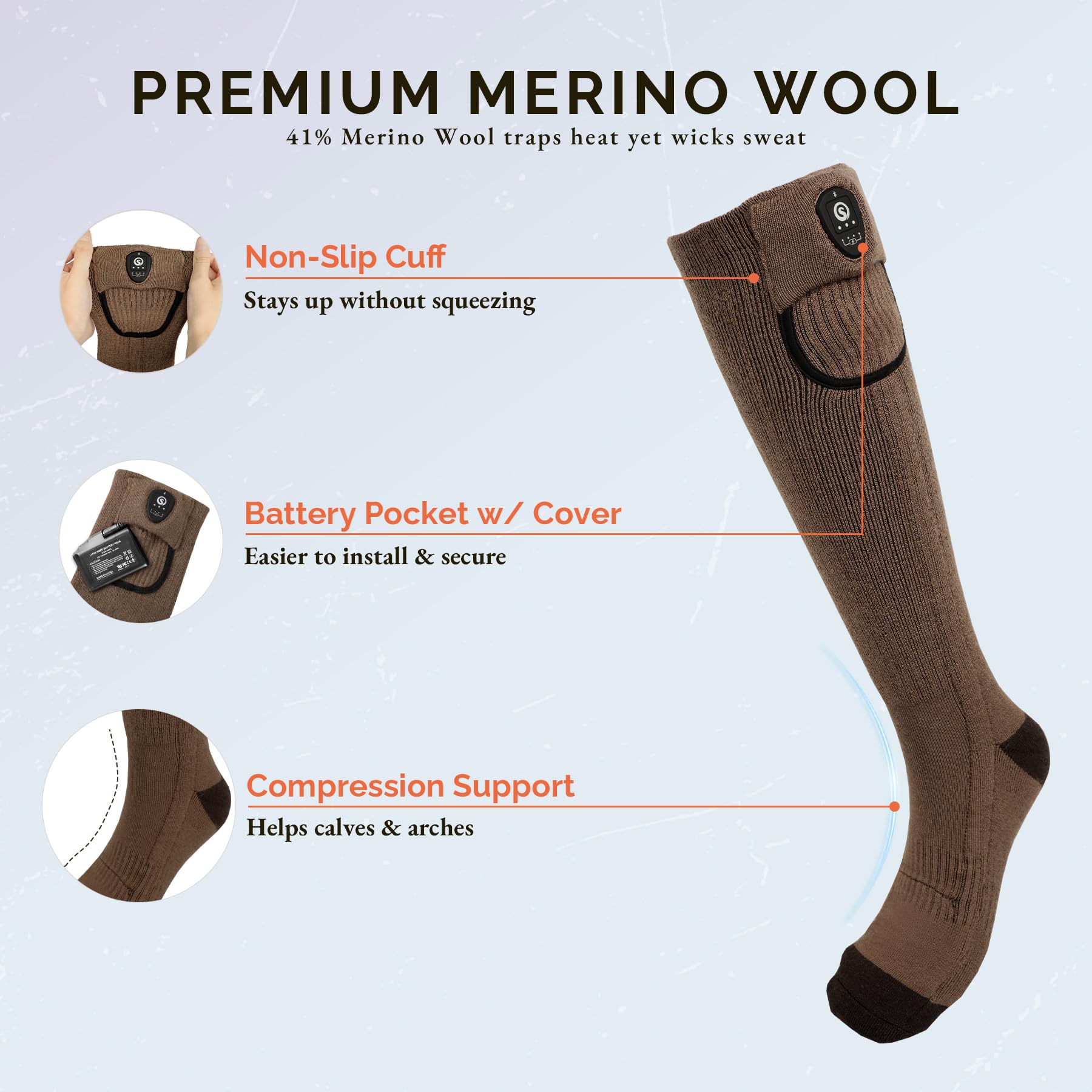 Savior Heat all day comfort with breathable Merino wool and odor resistance