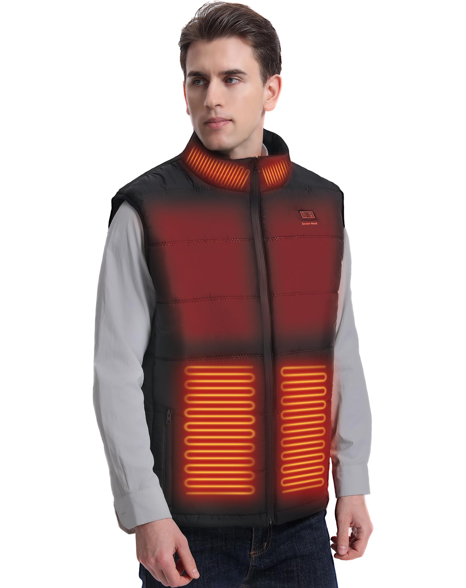 SAVIOR HEAT heated vest front view with sleek warmth for outdoor adventures