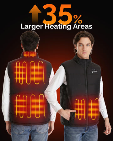 SAVIOR HEAT men's heated vest side controls demonstrate customizable heat settings
