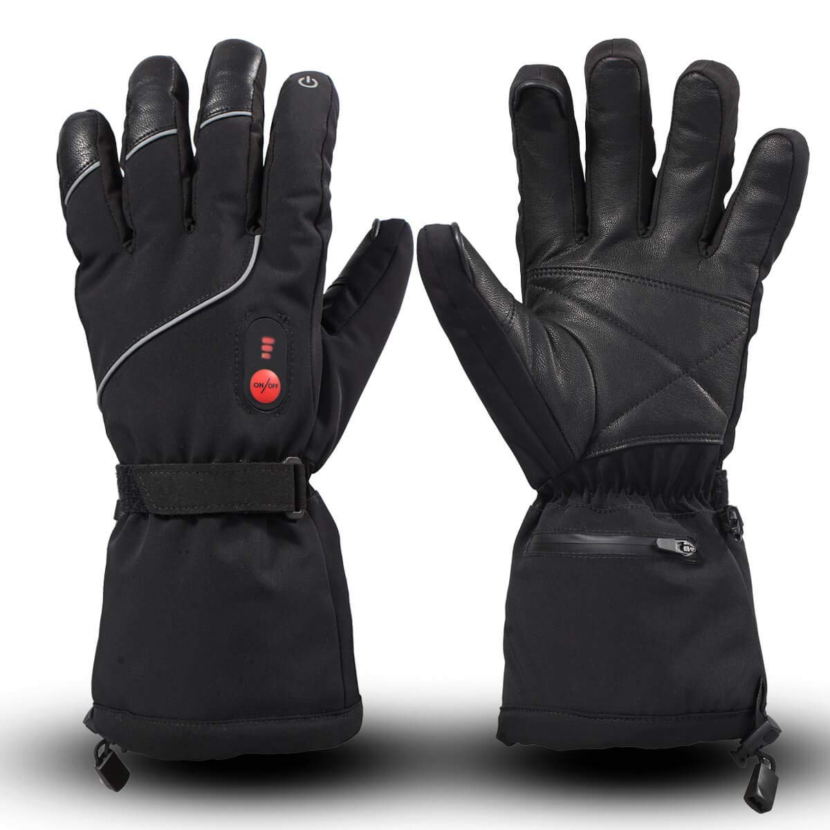 SAVIOR HEAT S14 gloves front view show sleek black exterior for outdoor winter use.