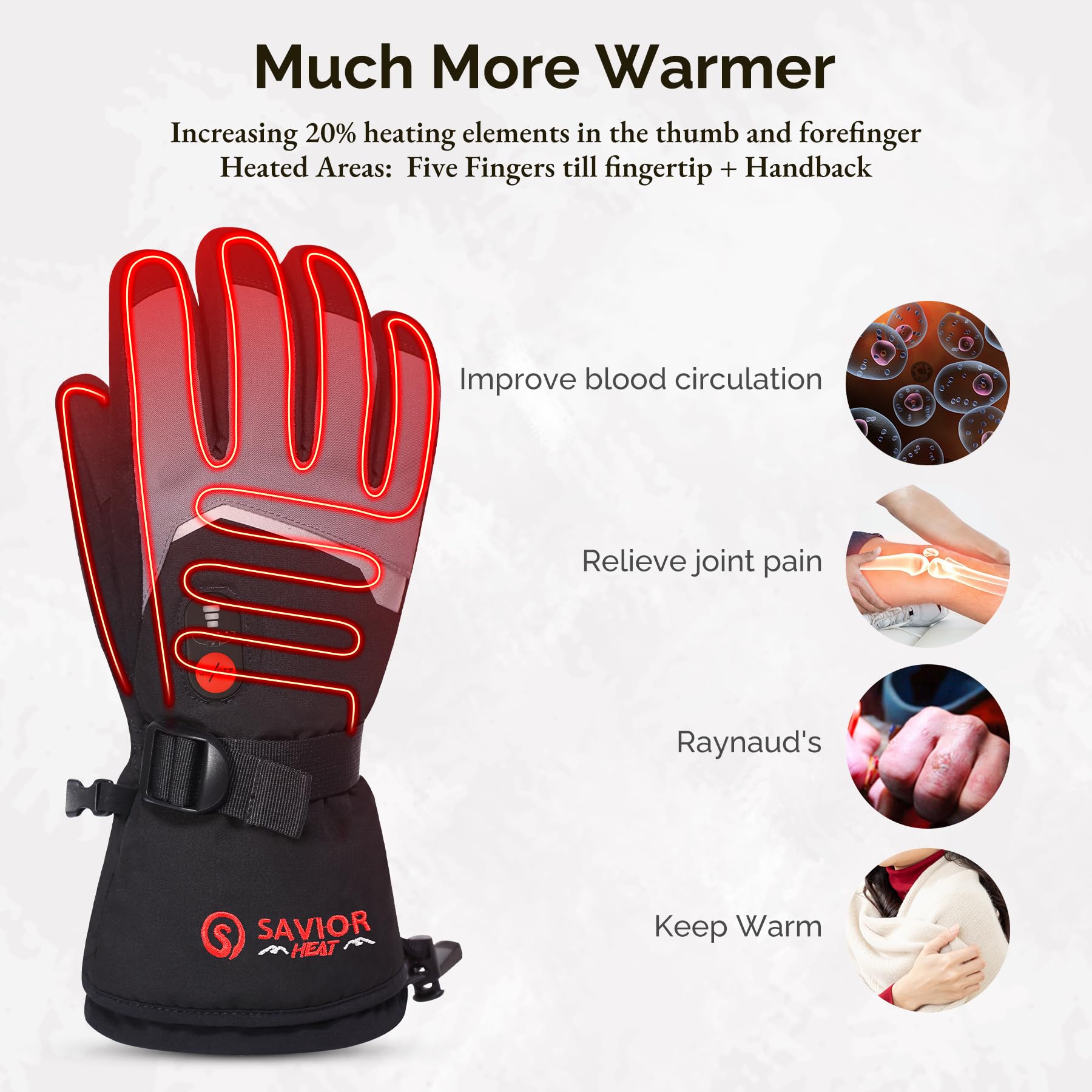 SAVIOR HEAT touchscreen fingertips allow device use in snow