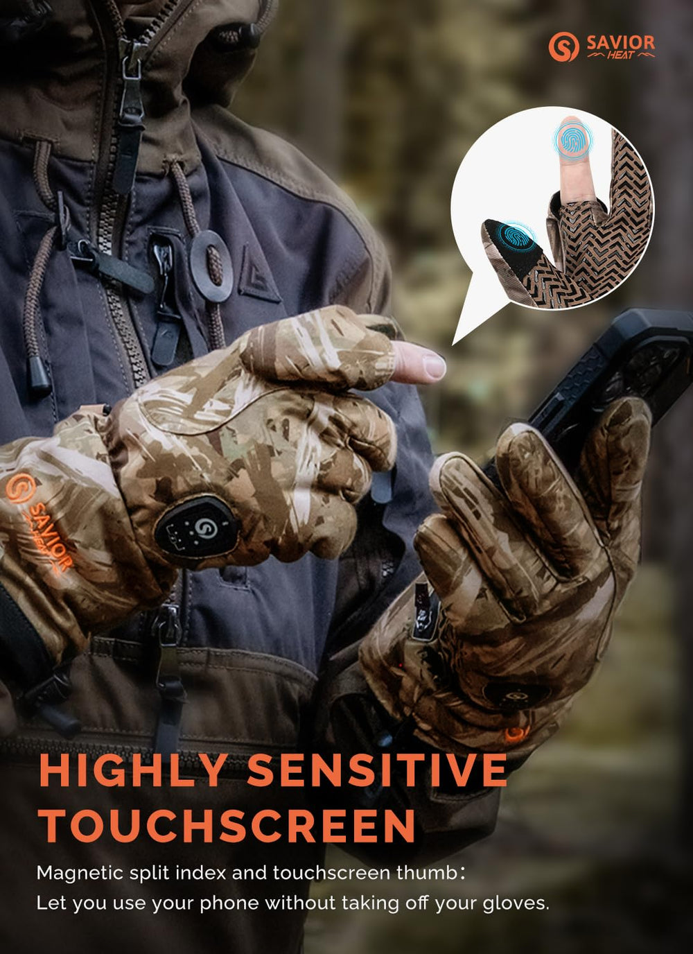 SAVIOR HEAT touchscreen-ready thumbs and fingers for device use