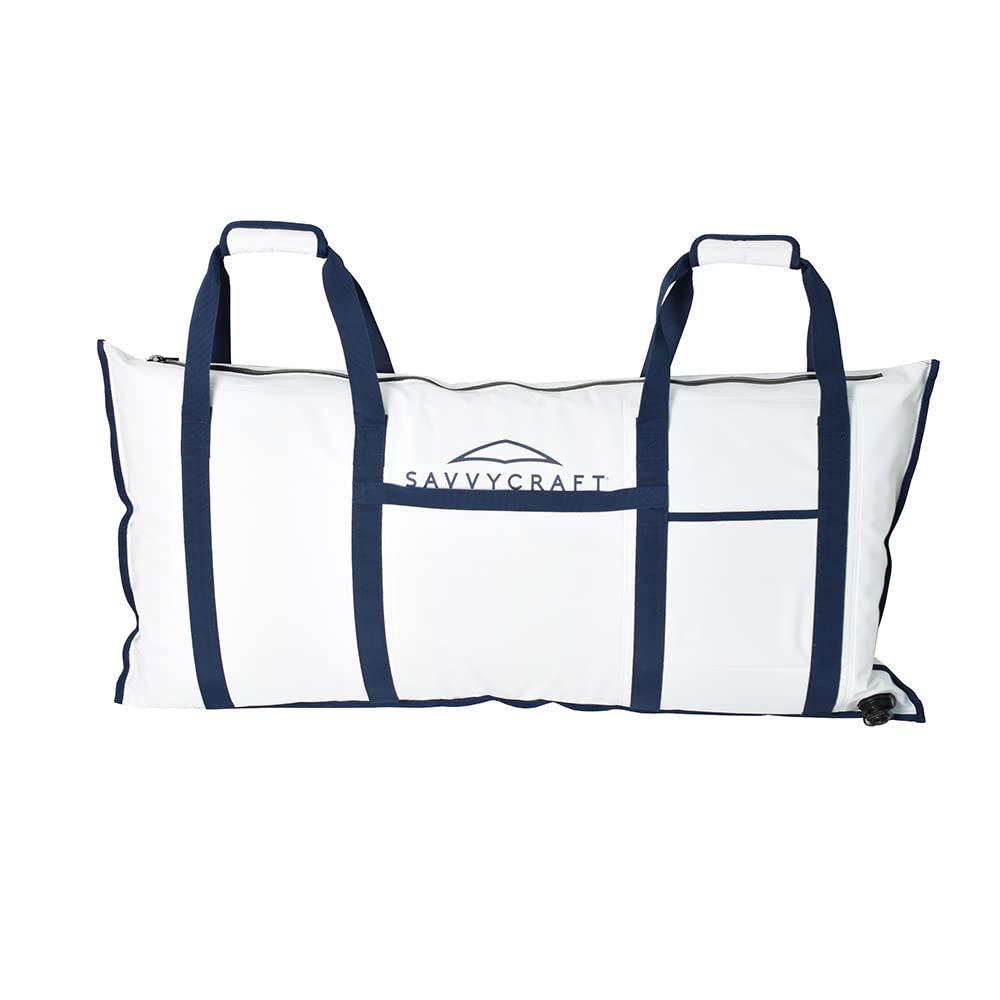 Savvycraft waterproof insulated fish bag front view highlights rugged design for freshness