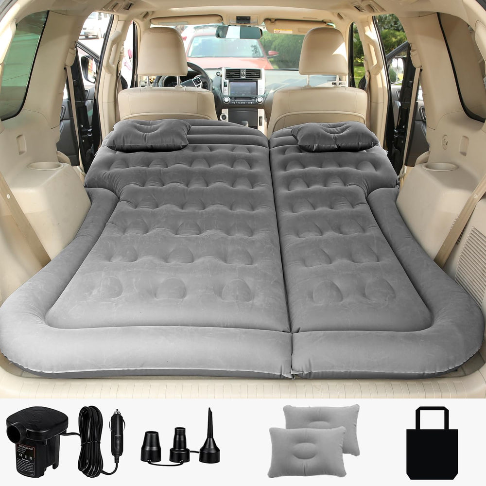 SAYGOGO SUV air mattress inflated on car trunk for road trips