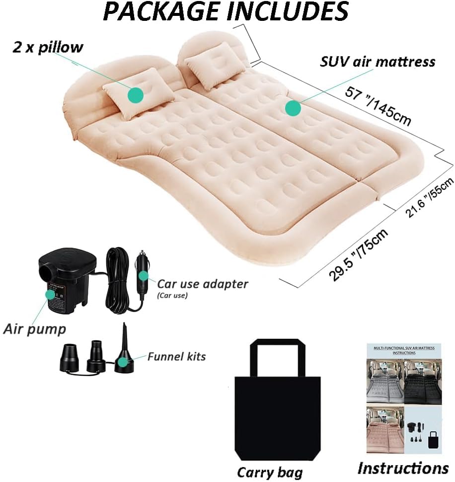SAYGOGO SUV air mattress inflating action demonstrates quick setup for on-the-go adventures.