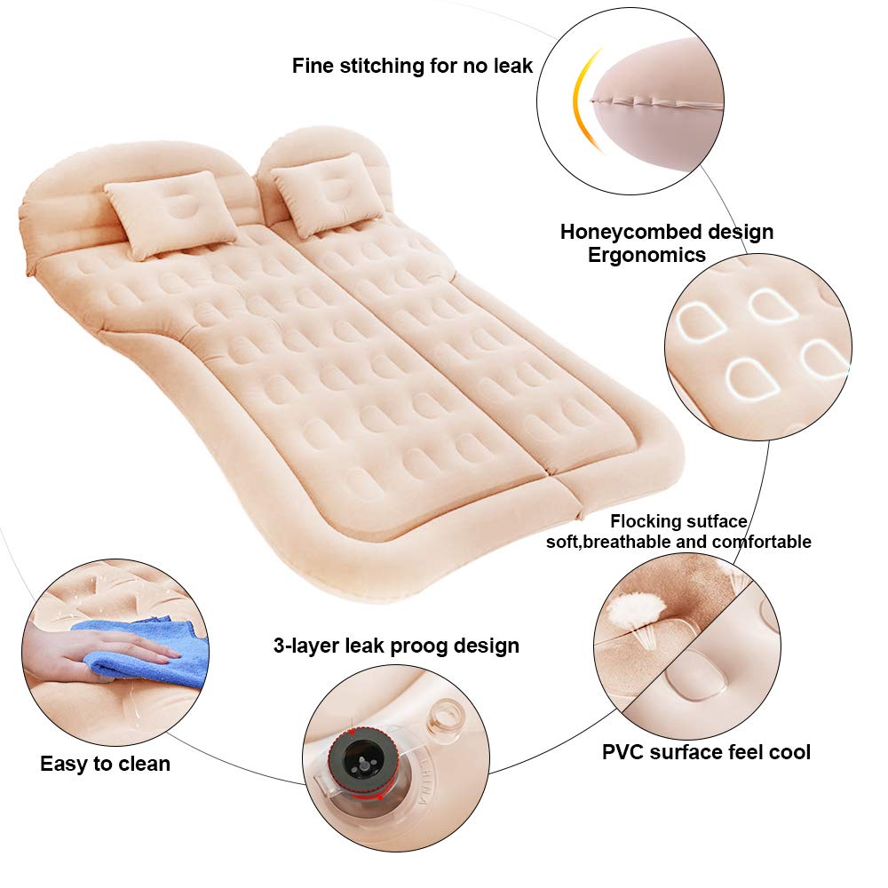 SAYGOGO SUV air mattress with pillows highlights included comfort accessories for better rest.