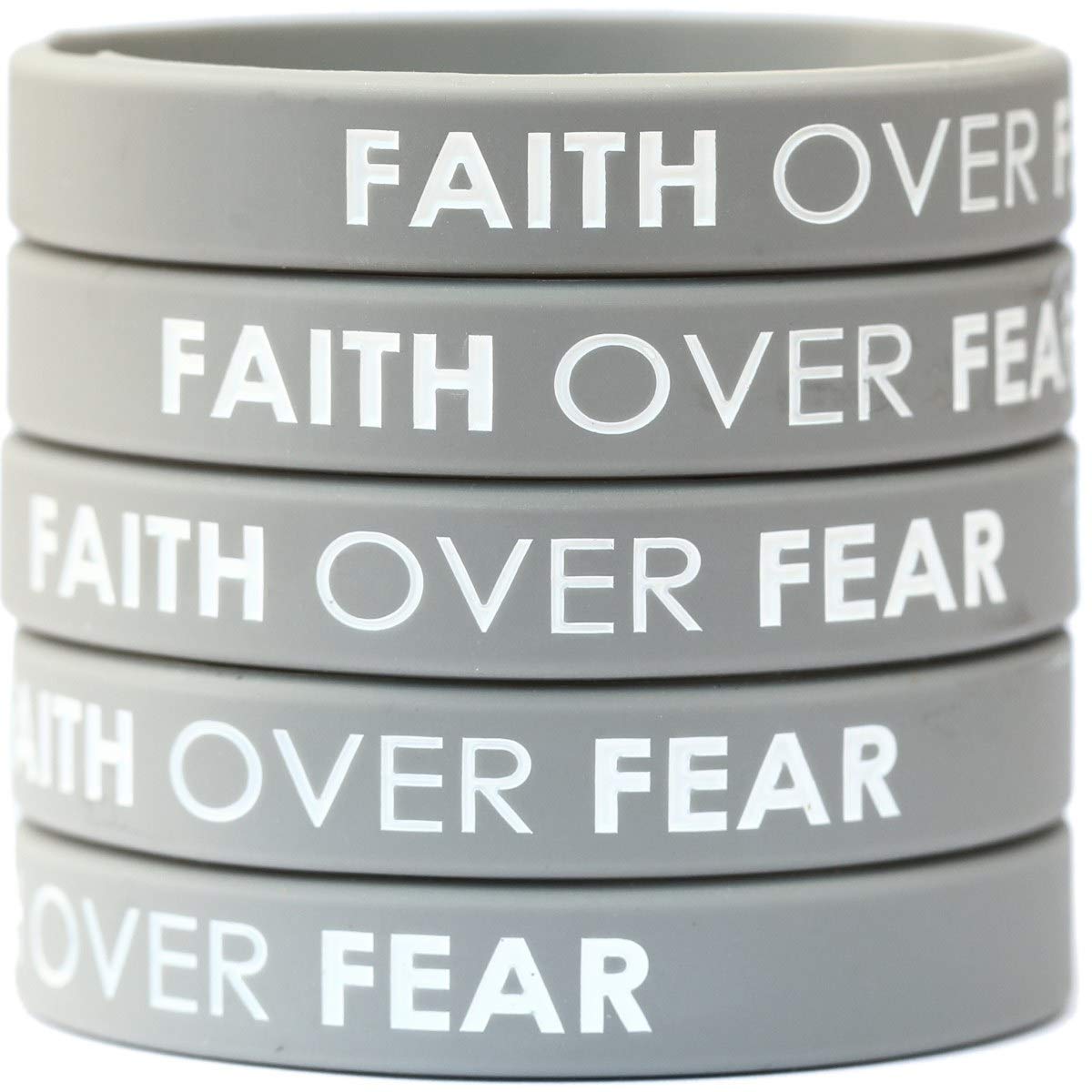 SayitBands Faith Over Fear debossed silicone wristband with durable color fill