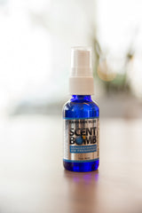 Scent Bomb Hawaiian Blue bottle, tropical ocean breeze, ideal for refreshing living spaces.