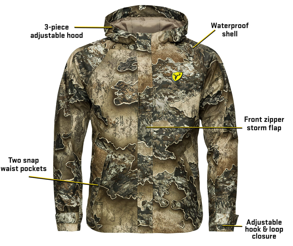 SCENTBLOCKER Drencher camo pattern offers concealment for stealthy field approach.