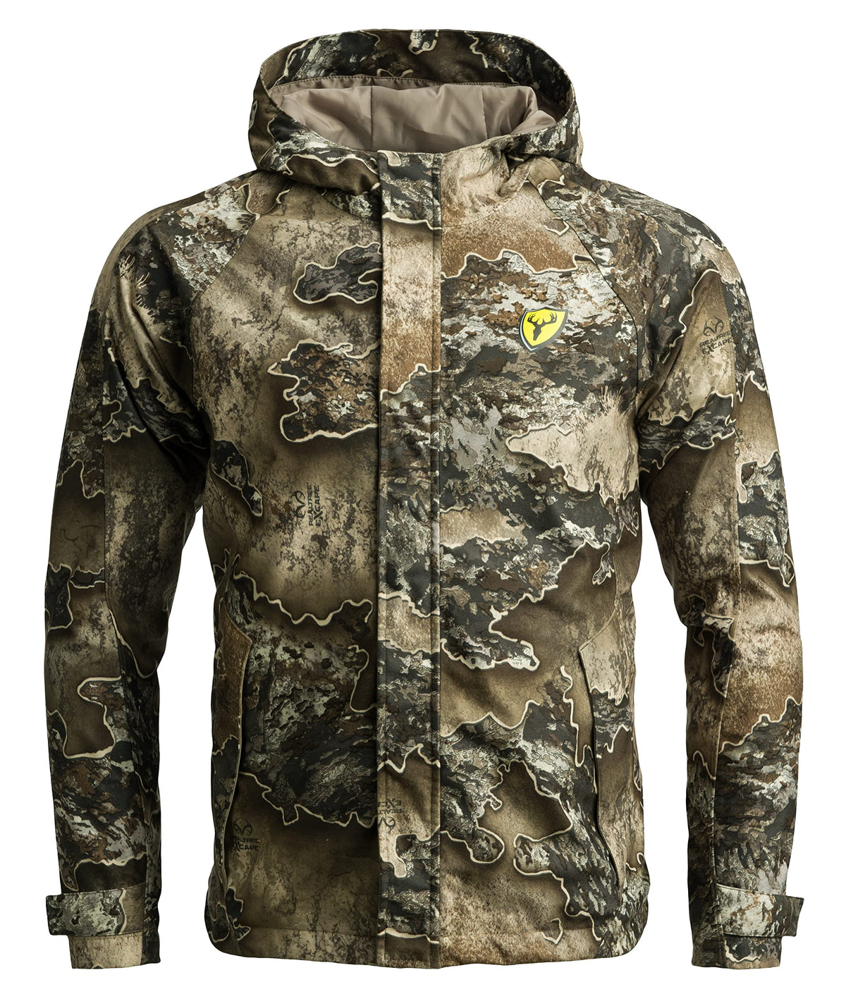 SCENTBLOCKER Drencher jacket front view shows camouflage pattern for concealment and comfort.