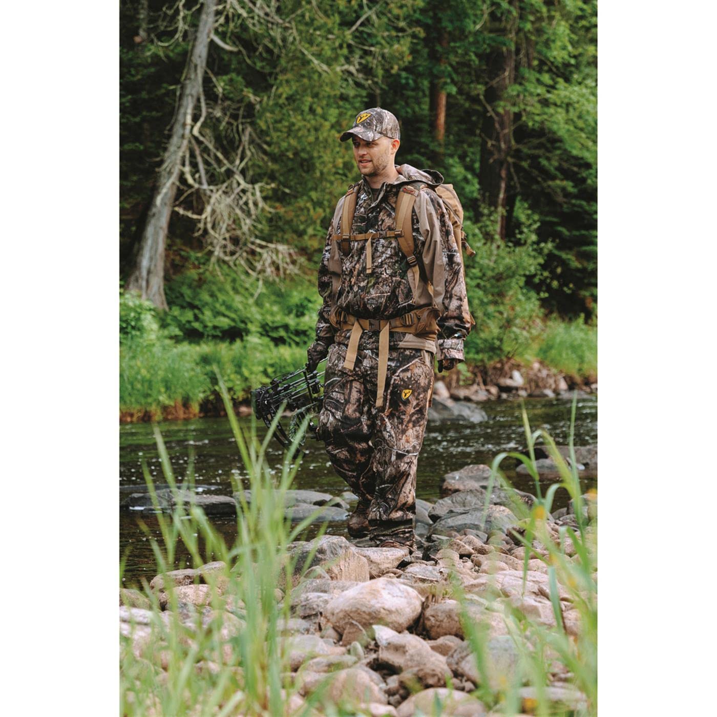 SCENTBLOCKER Drencher jacket hood up highlights windproof hood and mobility.
