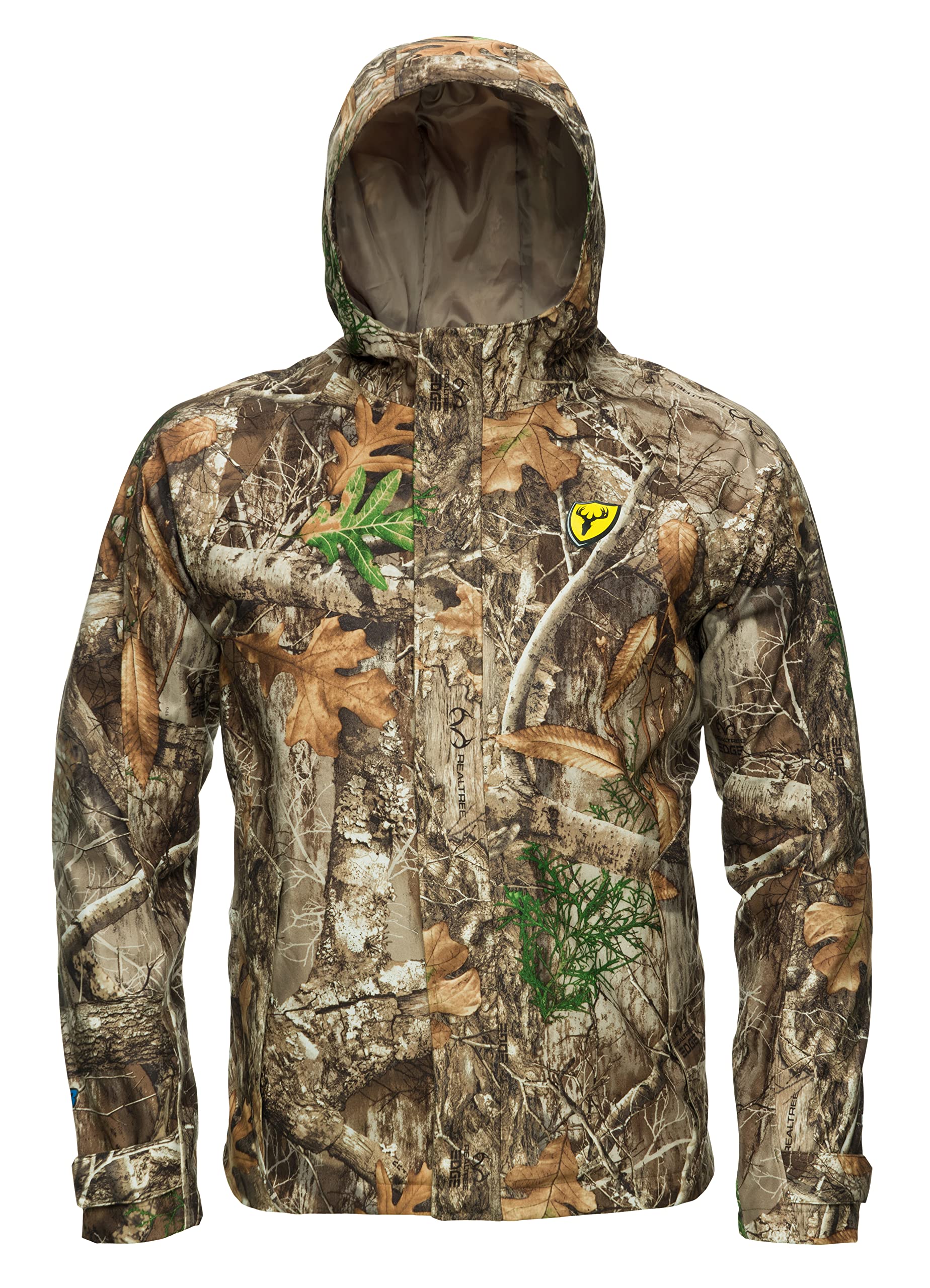 ScentBlocker Drencher with hood up demonstrates adjustable weather coverage