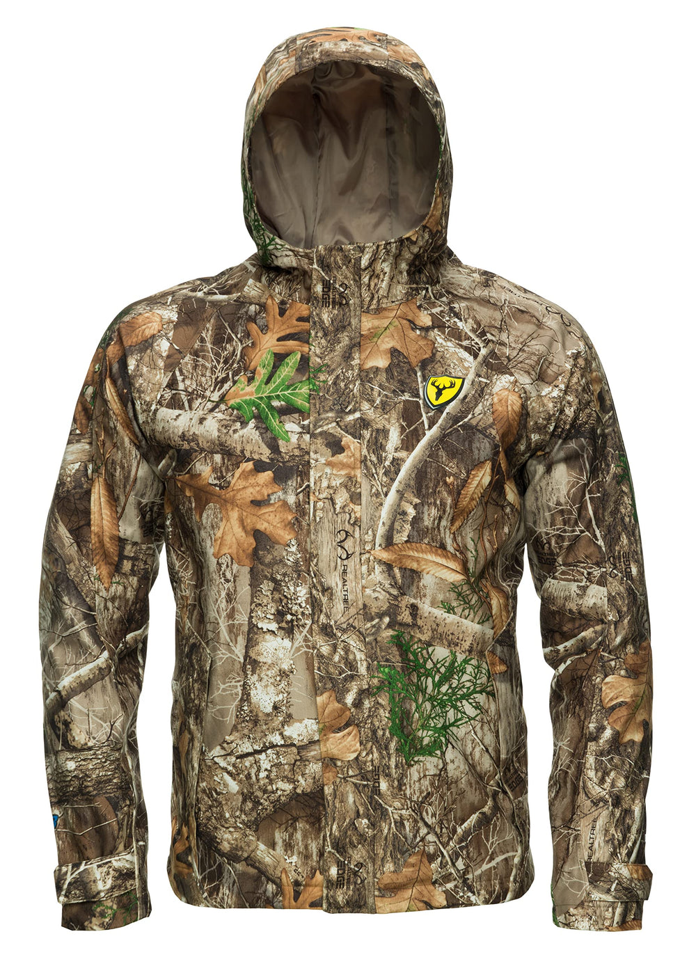 ScentBlocker Drencher with hood up demonstrates adjustable weather coverage