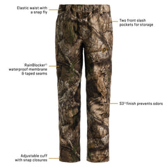 SCENTBLOCKER Drencher pants pocket-design closeup highlights secure two-pocket layout