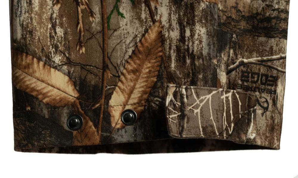 SCENTBLOCKER Drencher pants waist snap fly for secure fit.