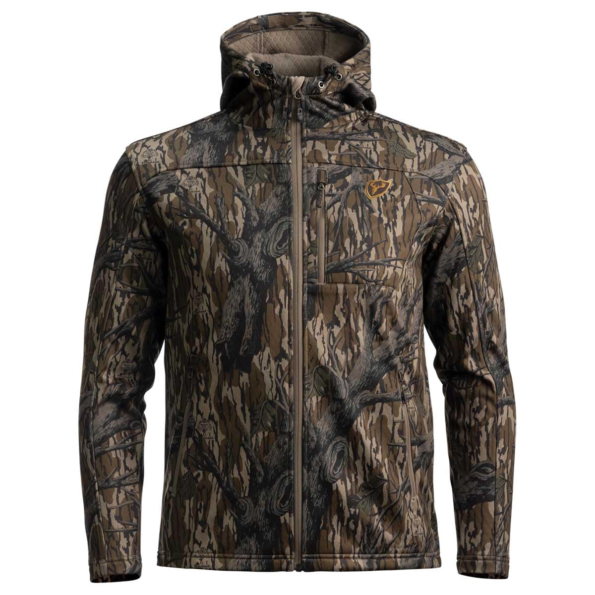 SCENTBLOCKER Shield Series Silentec Jacket front view shows stealth camo and silent fleece for hunting