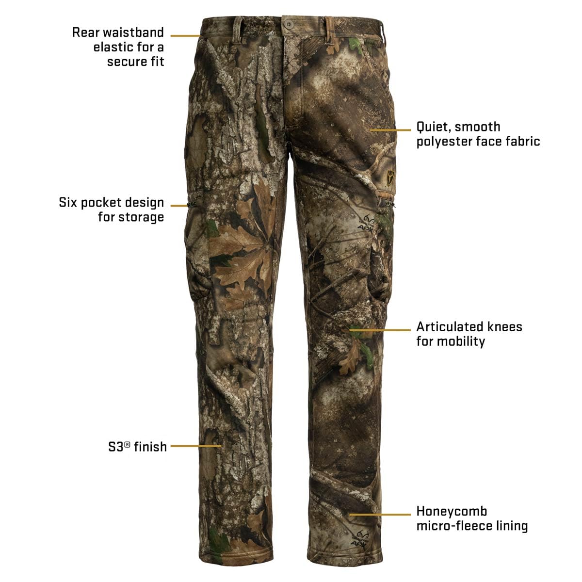 ScentBlocker Shield Series Silentec pants pocket detail showing six secure pockets.