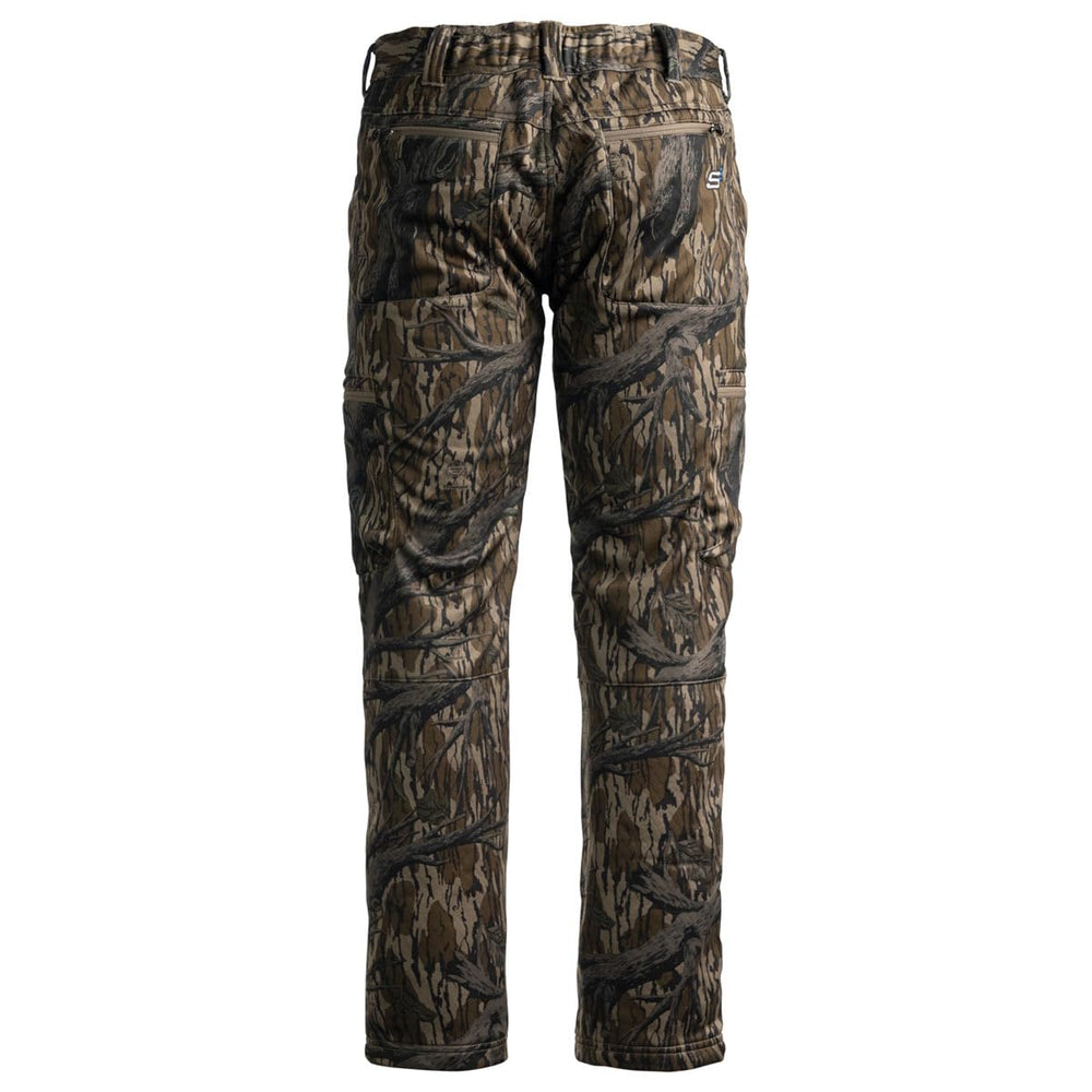 SCENTBLOCKER Silentec pants side view highlights flexible knees for quiet movement.