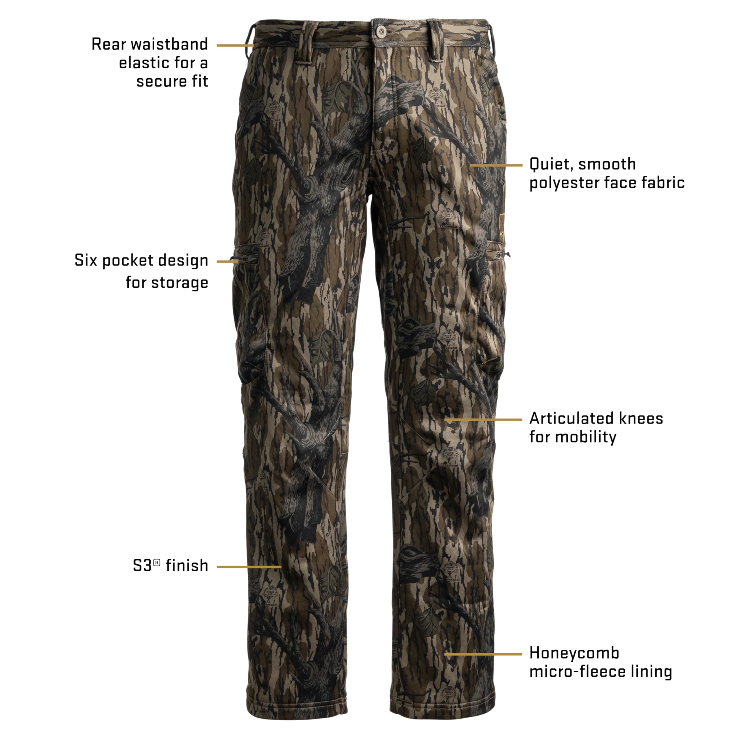 SCENTBLOCKER Shield Silentec midweight pants, articulated knees, enhanced mobility for stalking.