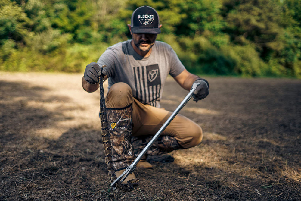 SCENTBLOCKER Snake Gaiters in outdoor setup for hunting and camping.