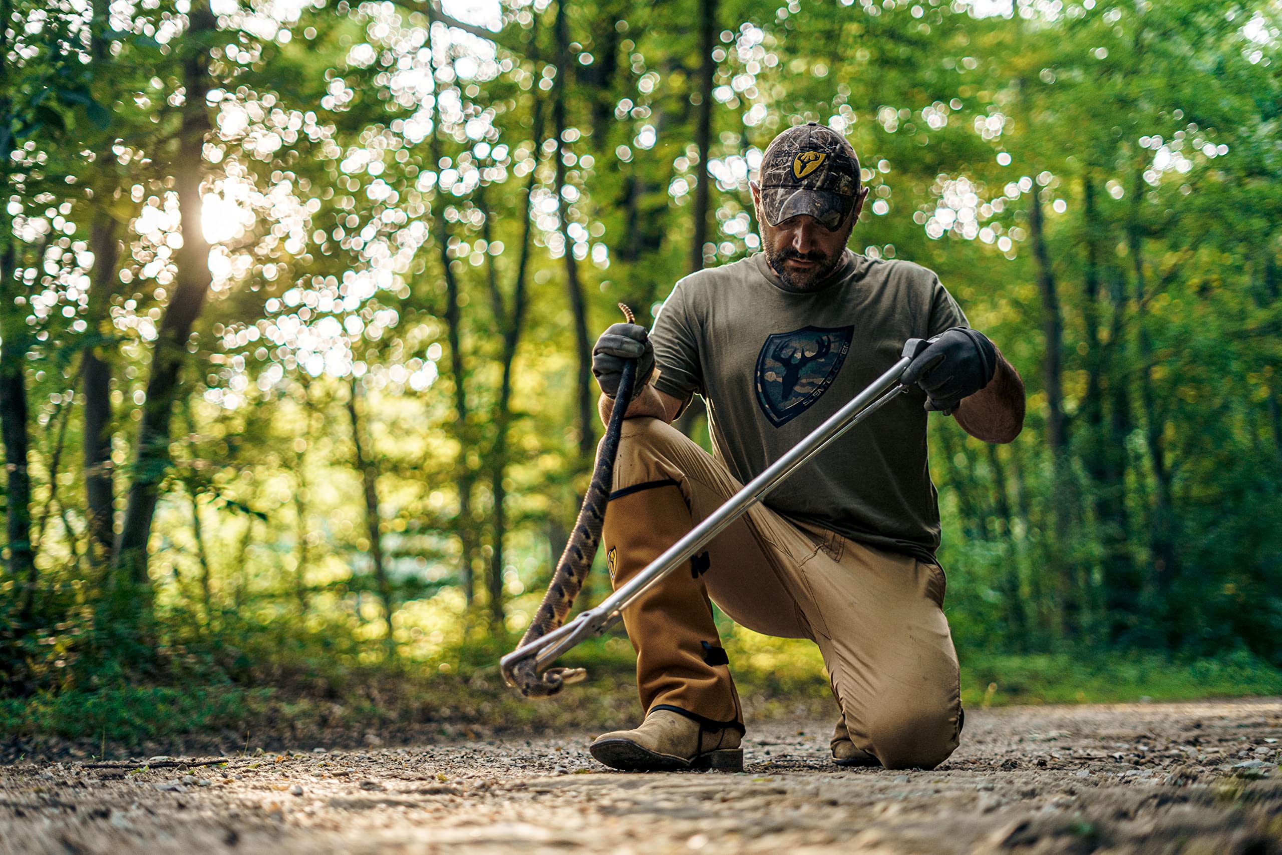 SCENTBLOCKER Snake Gaiters shield legs during camping and fishing trips.