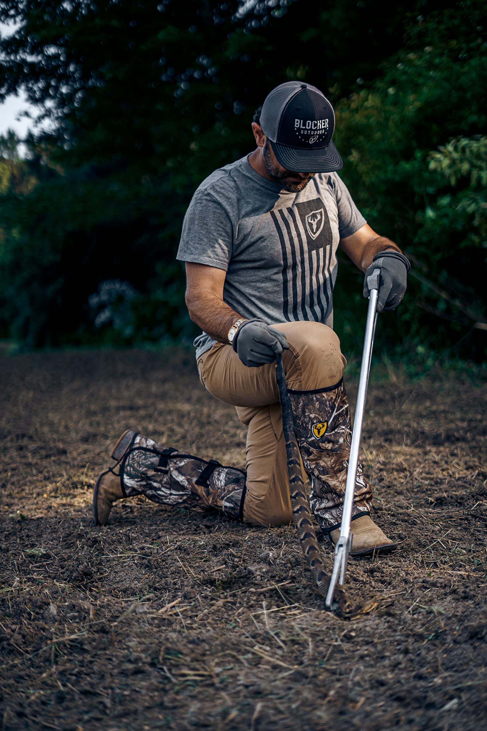 SCENTBLOCKER gaiters worn with pants guard against briars and thorns.