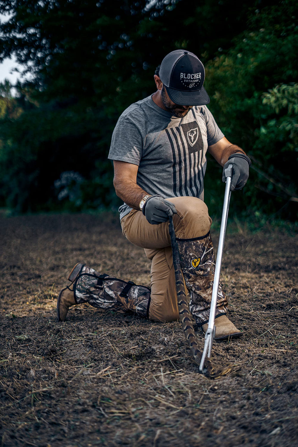 SCENTBLOCKER gaiters worn with pants guard against briars and thorns.
