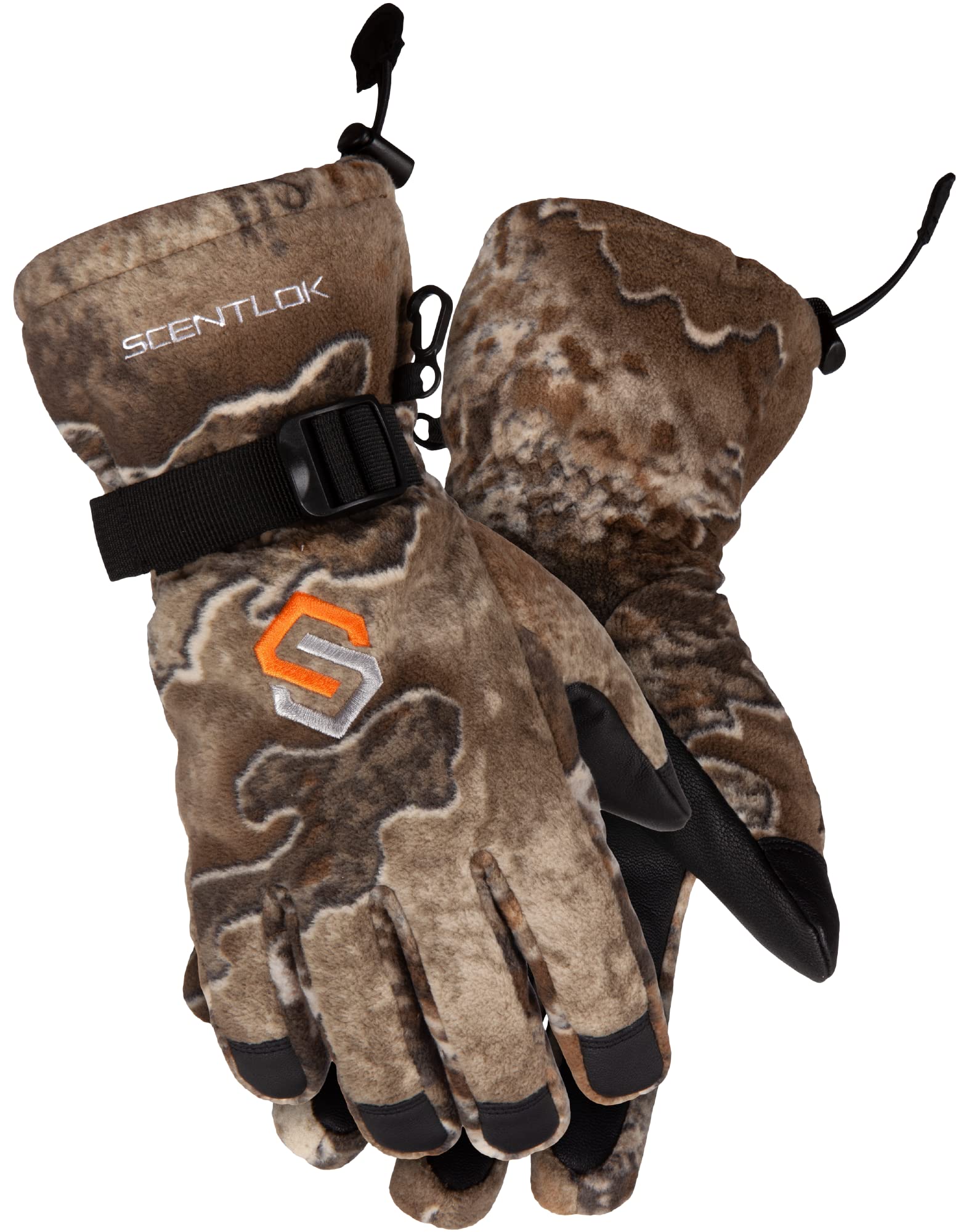 ScentLok BE1 Fortress insulated gloves worn on hand for warmth and scent control.