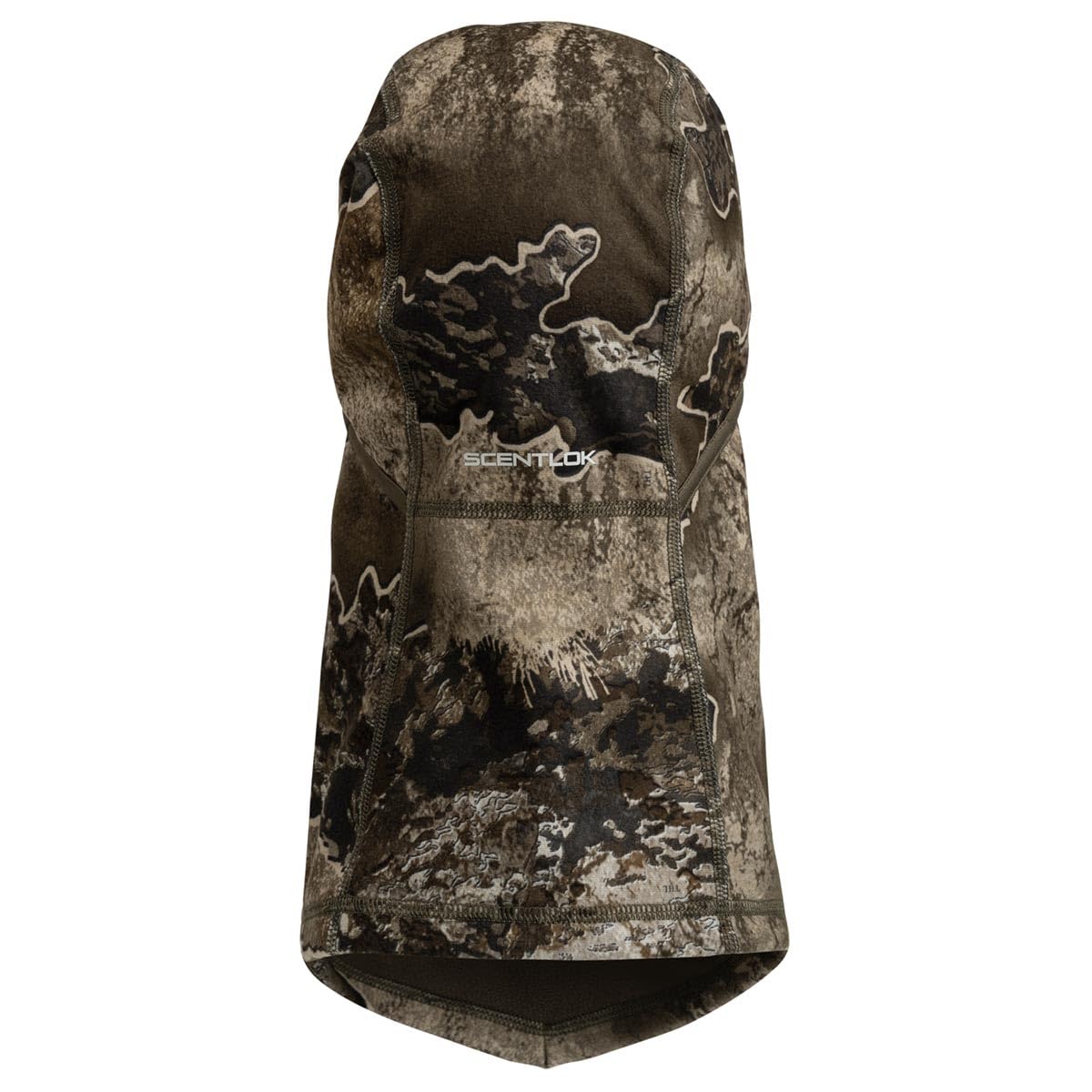 ScentLok camo balaclava eye-opening design supports clear vision during hunts.