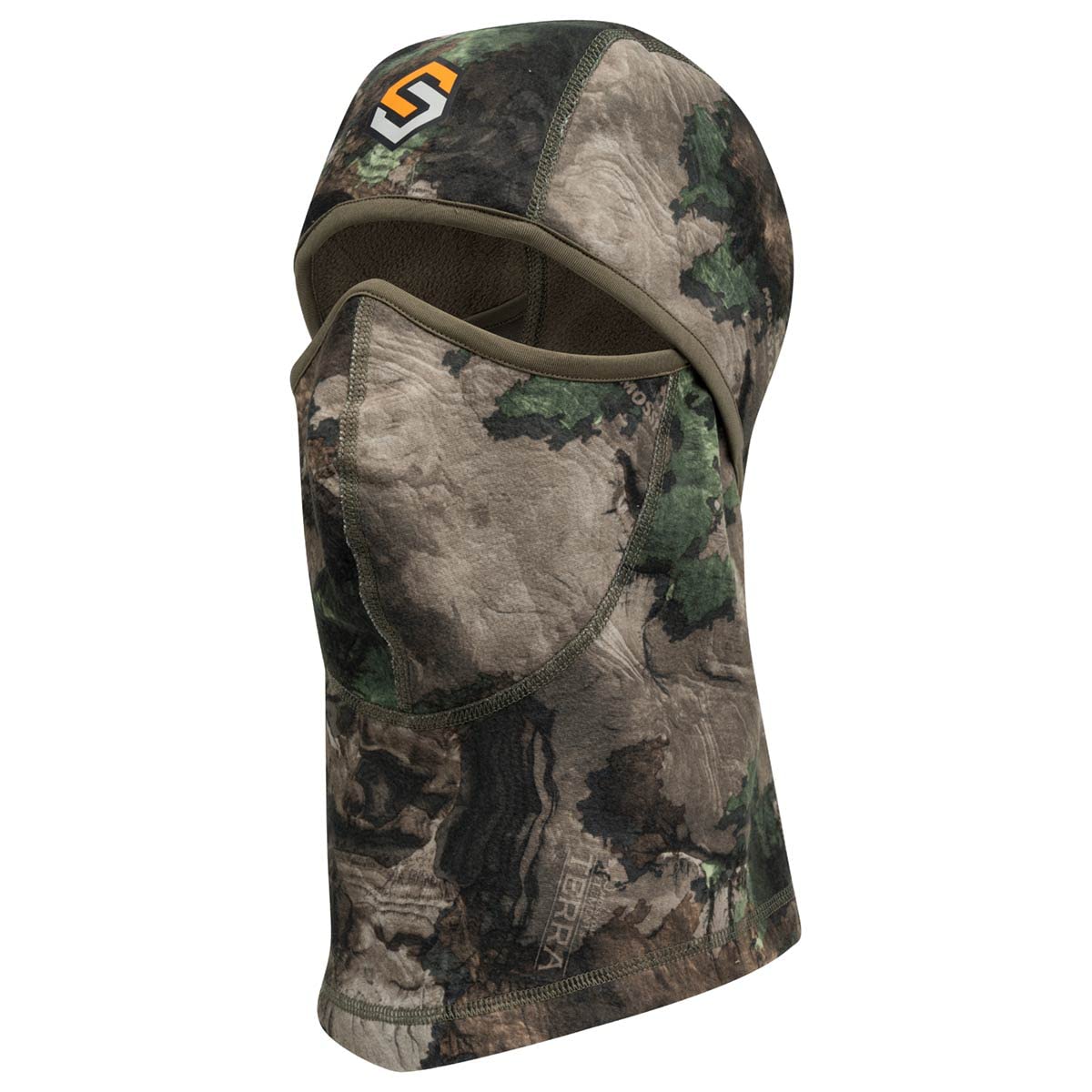 ScentLok midweight headcover camo pattern detail highlights rugged camouflage.
