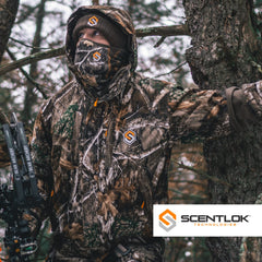 ScentLok moisture-control tech with carbon layers, RealTree Edge, ideal for chilly evenings outdoors.