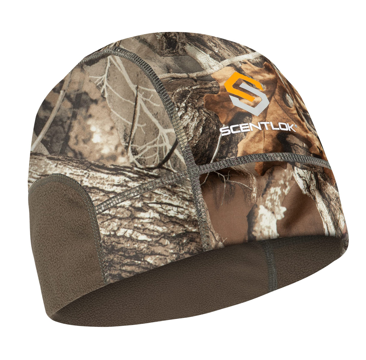ScentLok Midweight Skull Cap in RealTree Edge camo, front view, stays warm and odor-controlled.