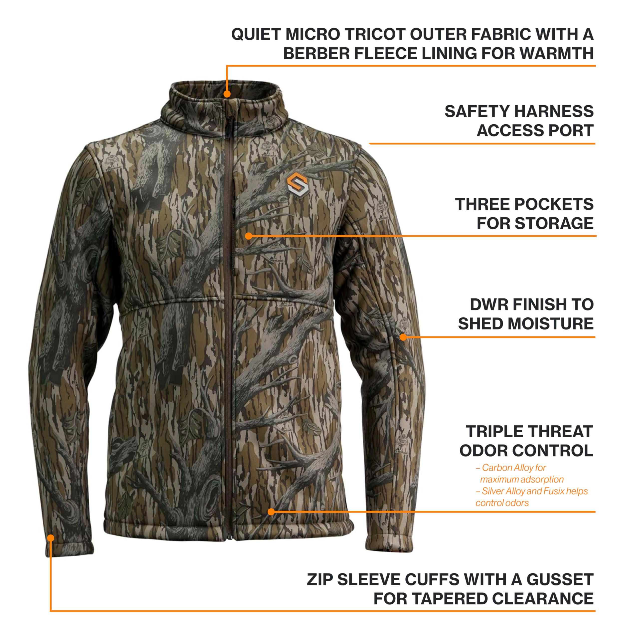ScentLok Ridge sherpa fleece lining adds warmth without bulk.