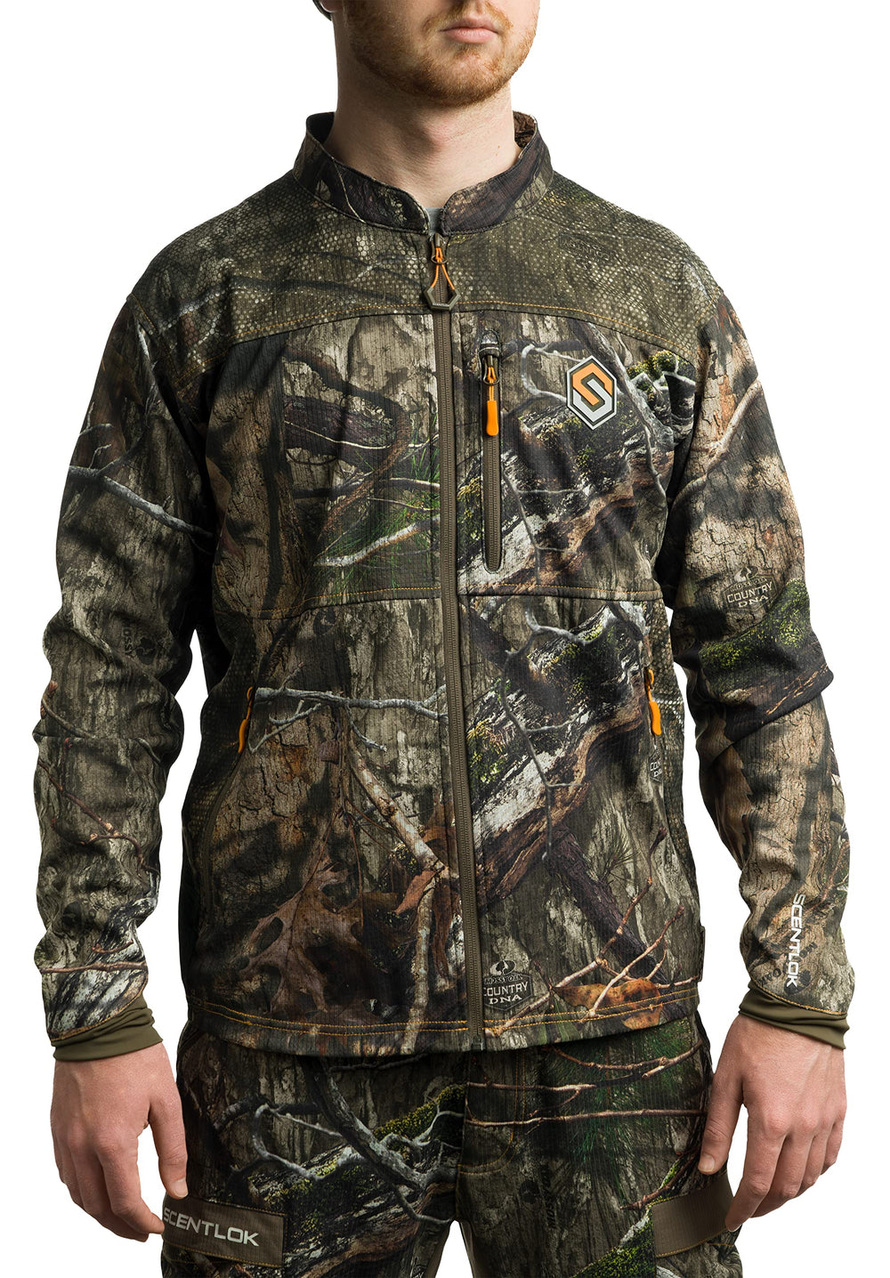 ScentLok Savanna Aero Crosshair jacket front view showing lightweight camouflage for warm-weather hunts.