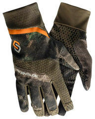 ScentLok Savanna glove close-up shows silicone palm grip for steady shot control.