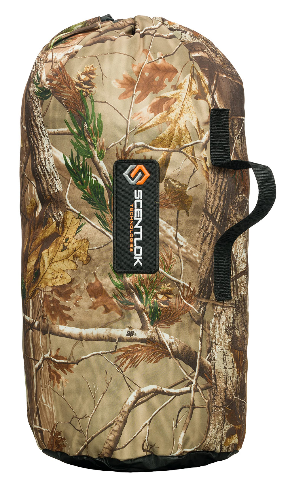 ScentLok Stuff Sack Duffel in Realtree AP camo offers organized gear transport and odor-control readiness.